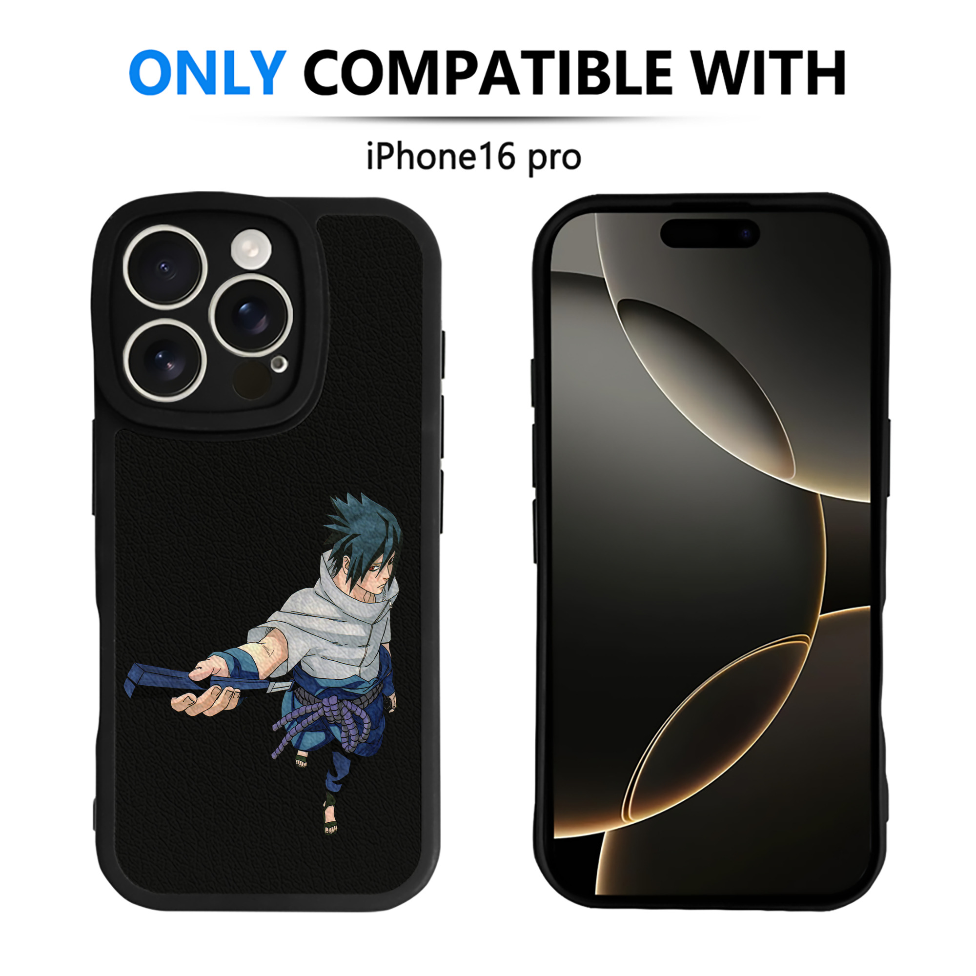 （画像用） NARUTO -ナルト- うちは サスケ Uchiha Sasuke 【iPhone 16シリーズ対応】シリコンスマホケース（レザー調） 材質：シリコン